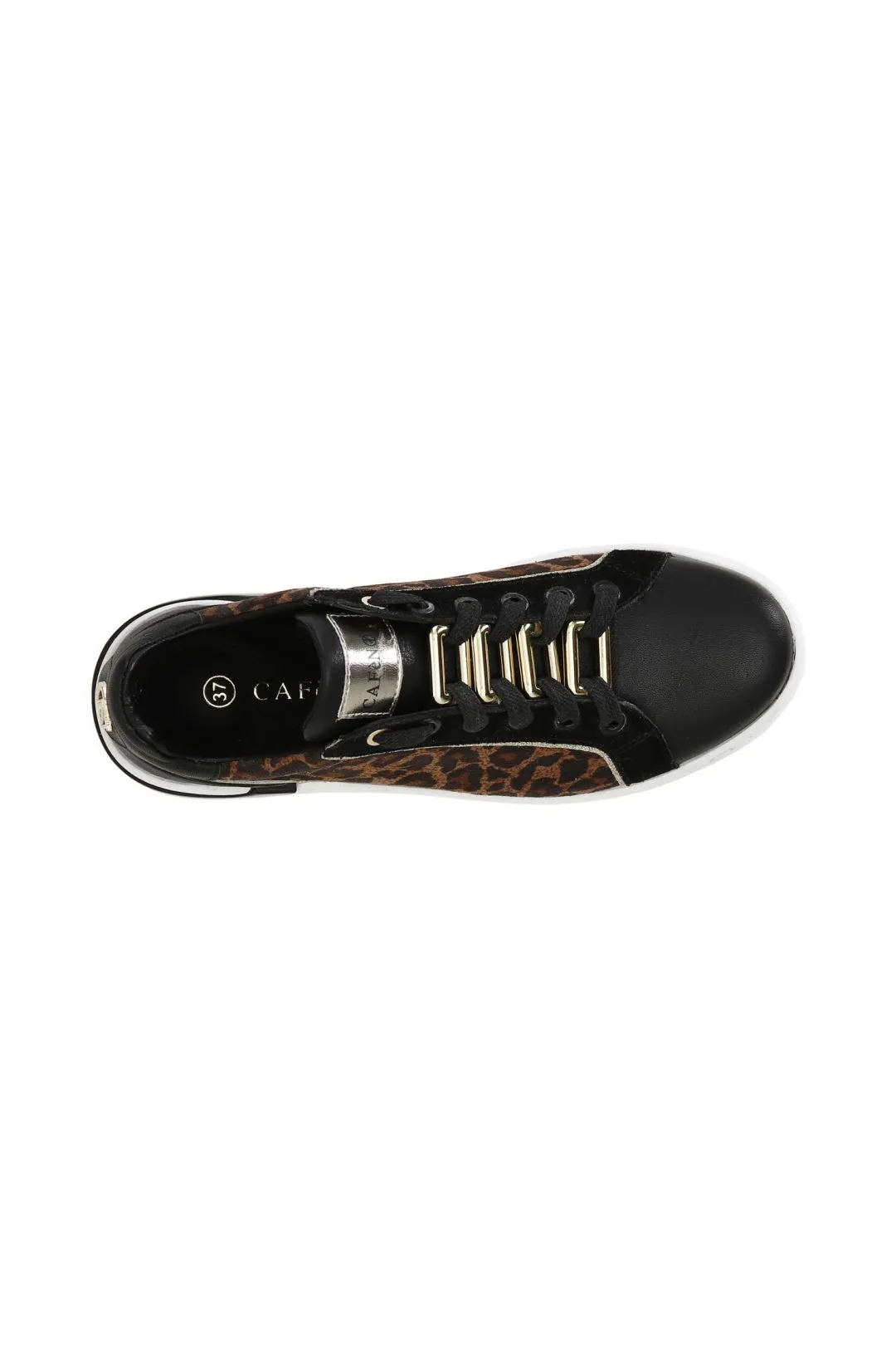 sneakers in pelle animalier con catena decorativa