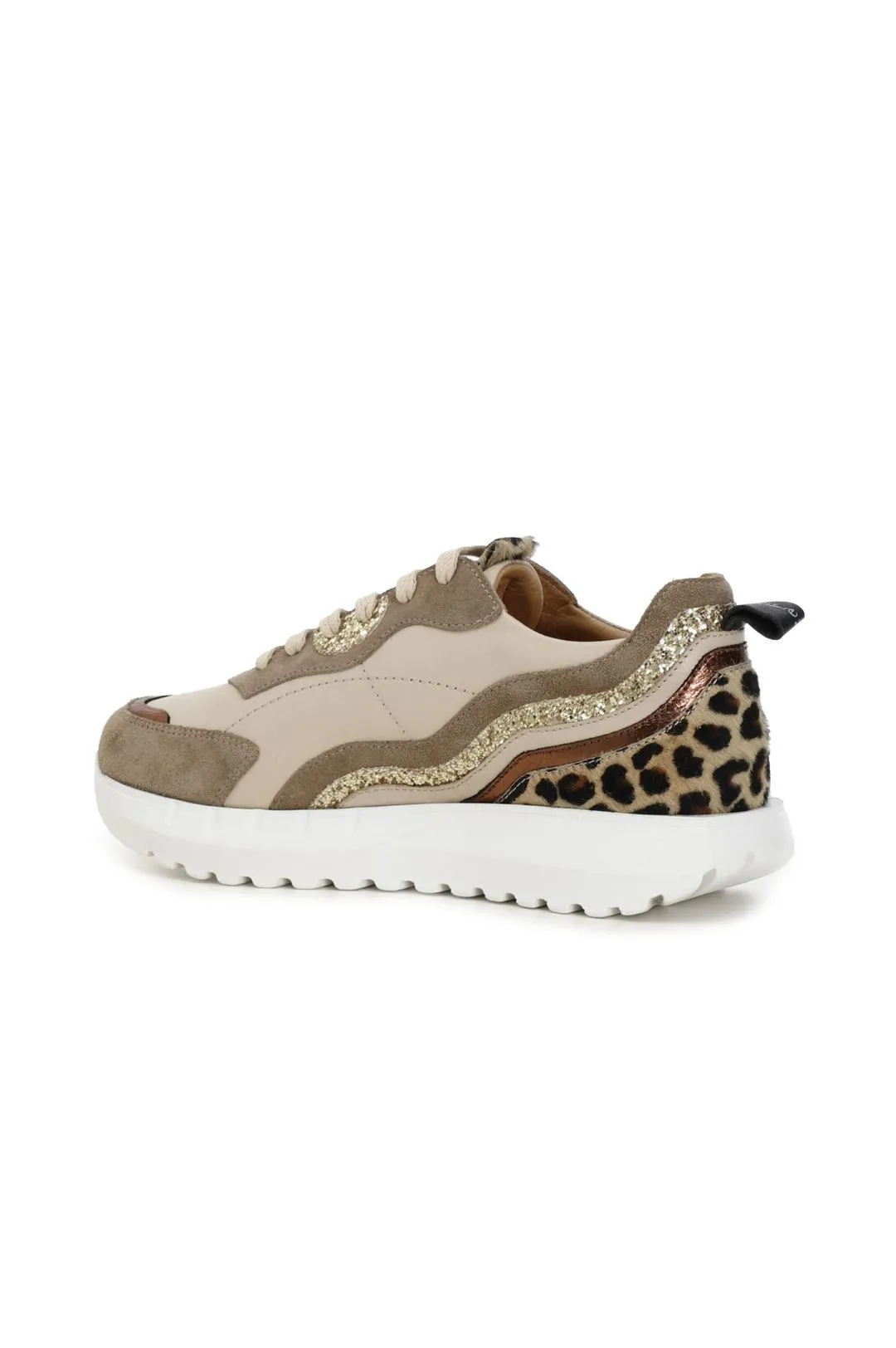 sneakers in pelle con motivo onde multimateriale
