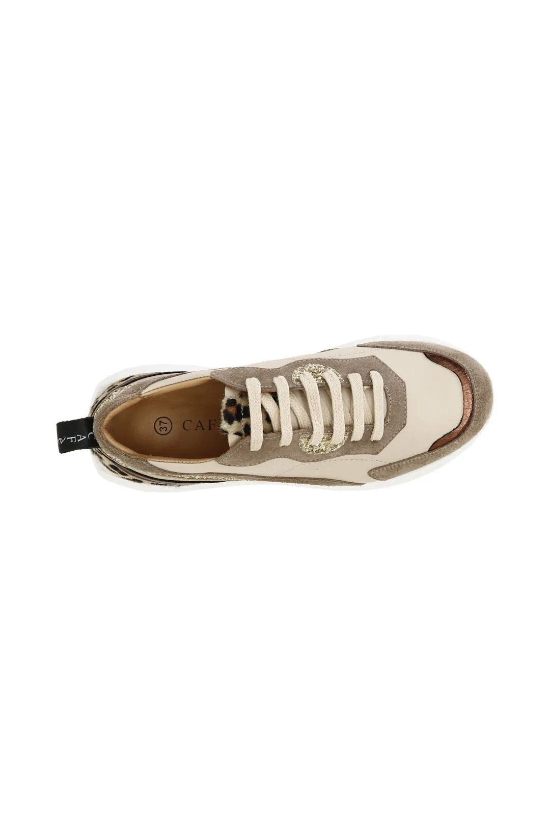 sneakers in pelle con motivo onde multimateriale