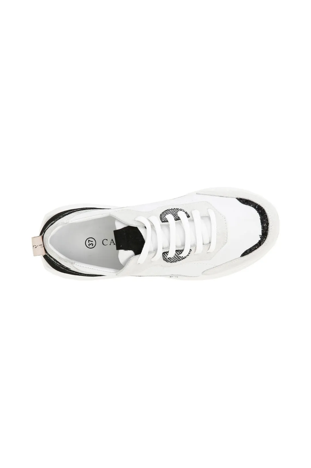 sneakers in pelle con motivo onde multimateriale
