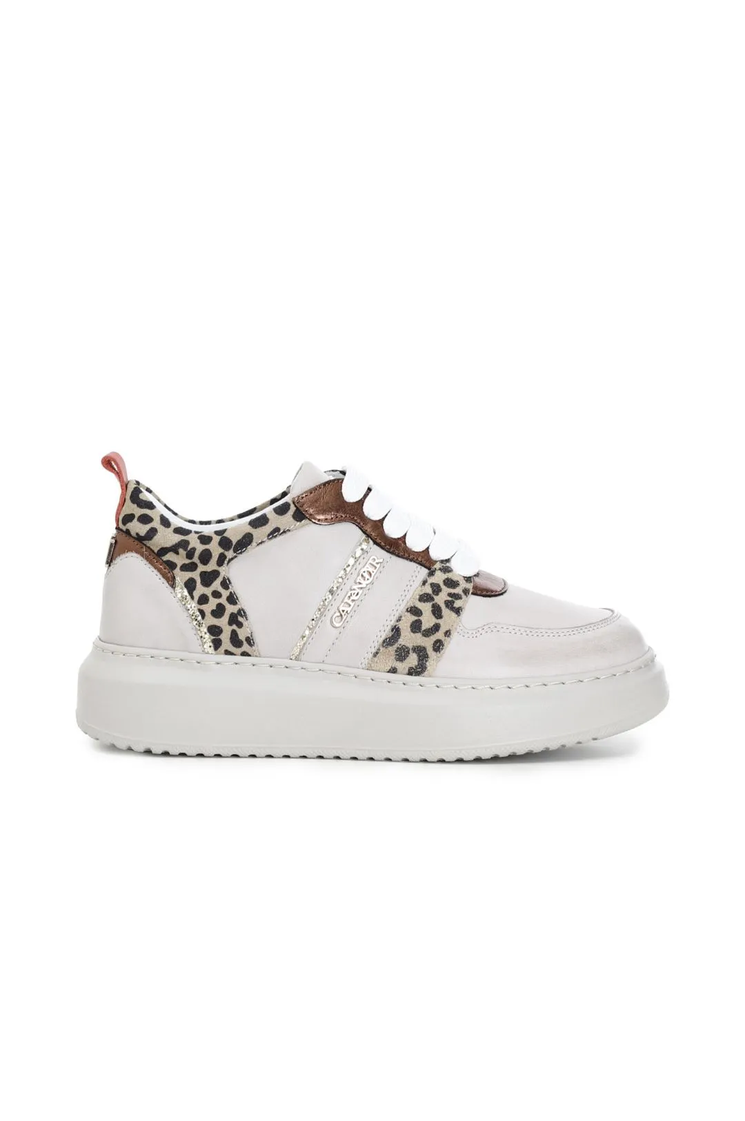 sneakers in pelle con riporti in stampa animalier