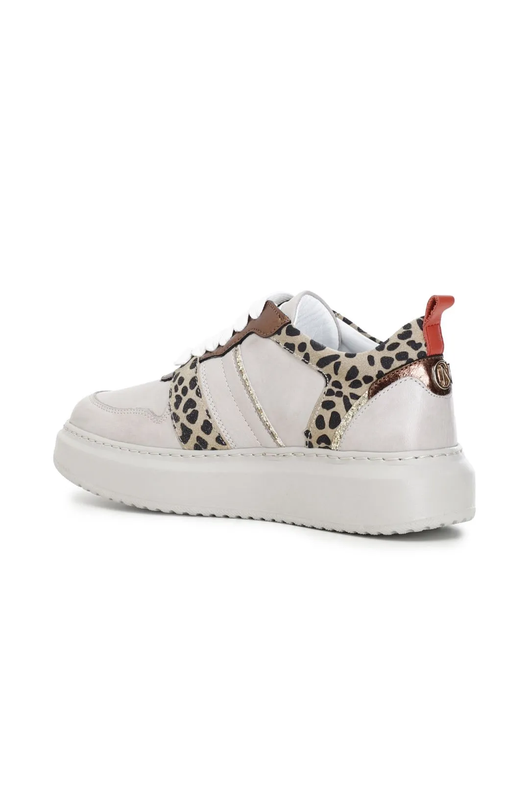 sneakers in pelle con riporti in stampa animalier