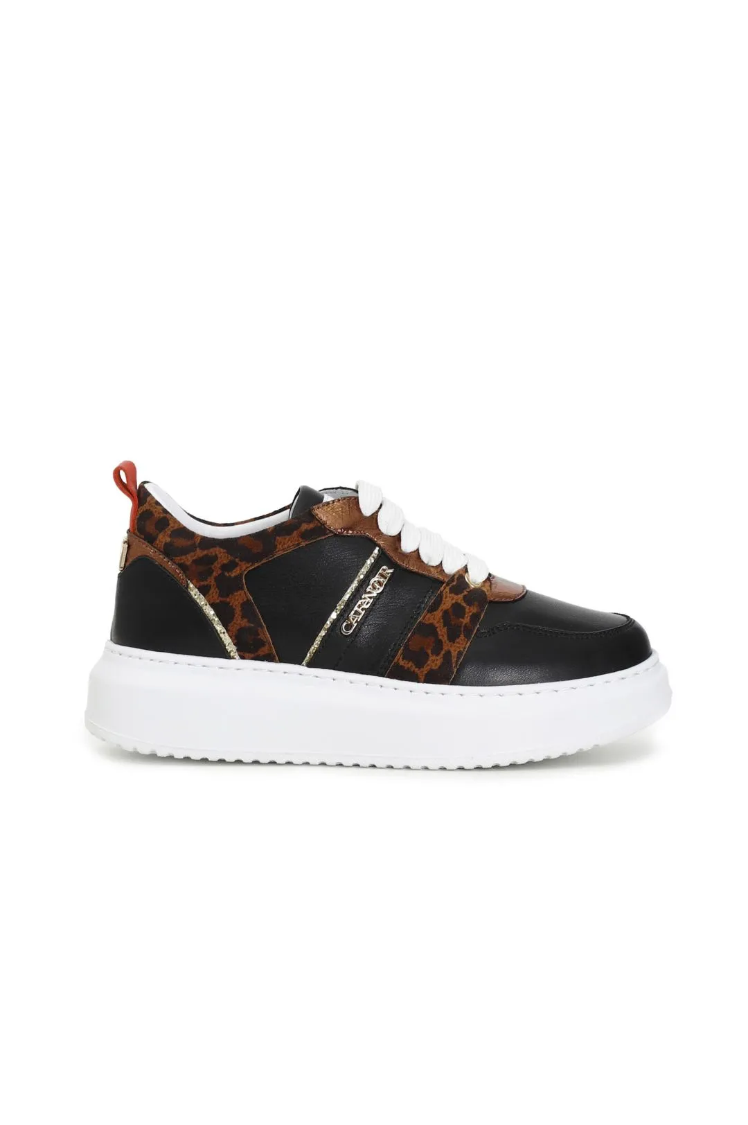 sneakers in pelle con riporti in stampa animalier
