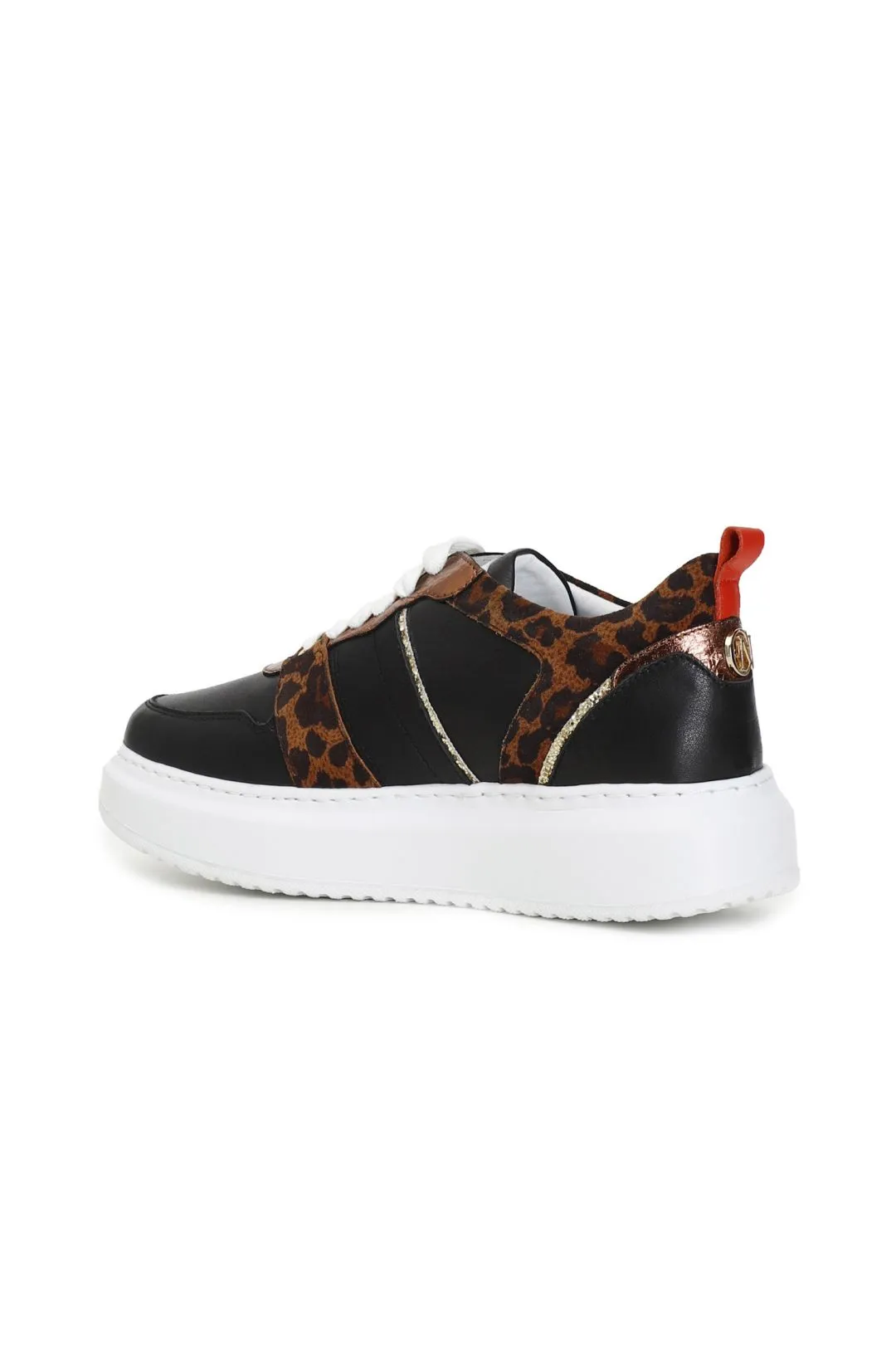 sneakers in pelle con riporti in stampa animalier