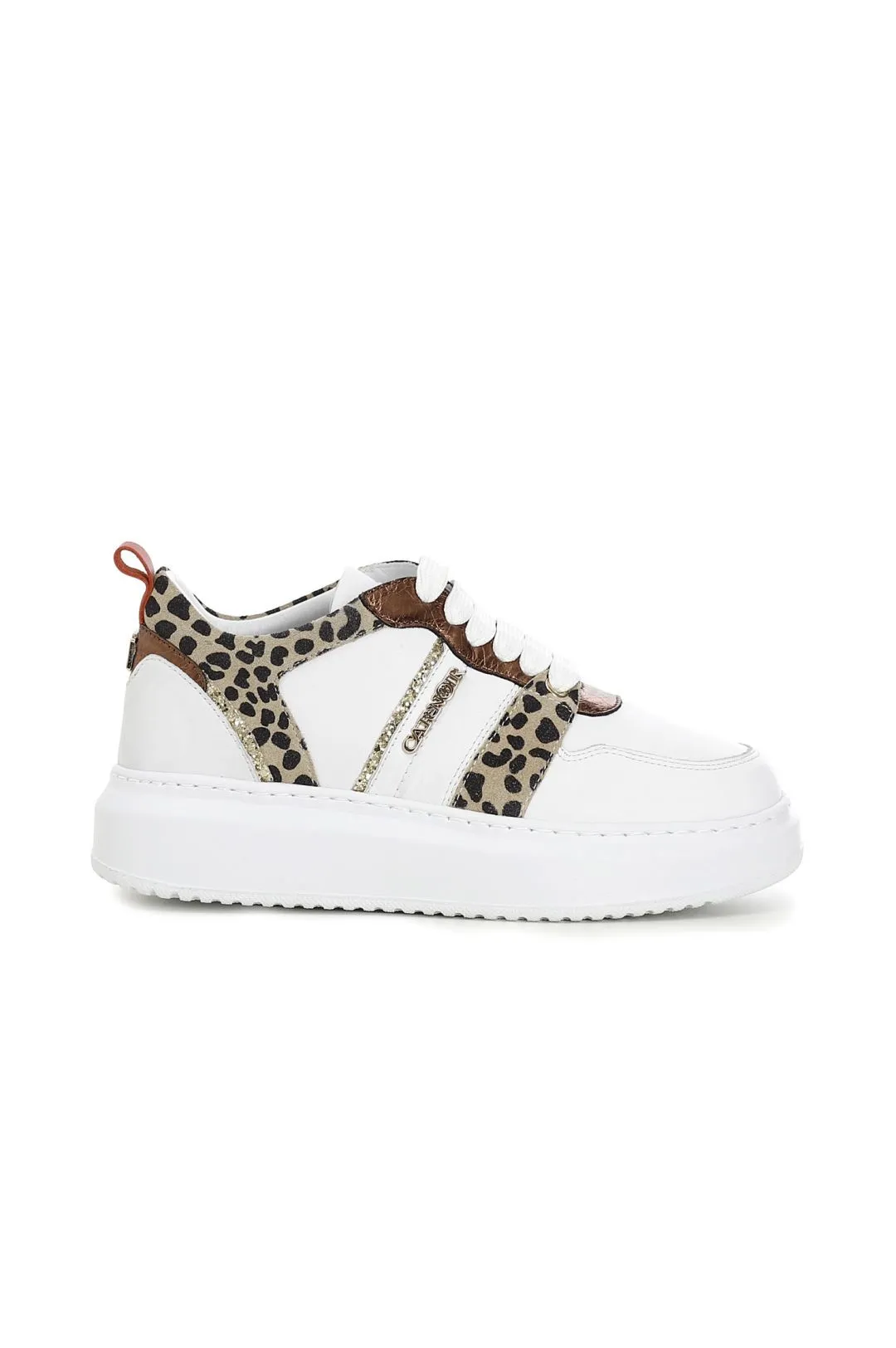 sneakers in pelle con riporti in stampa animalier
