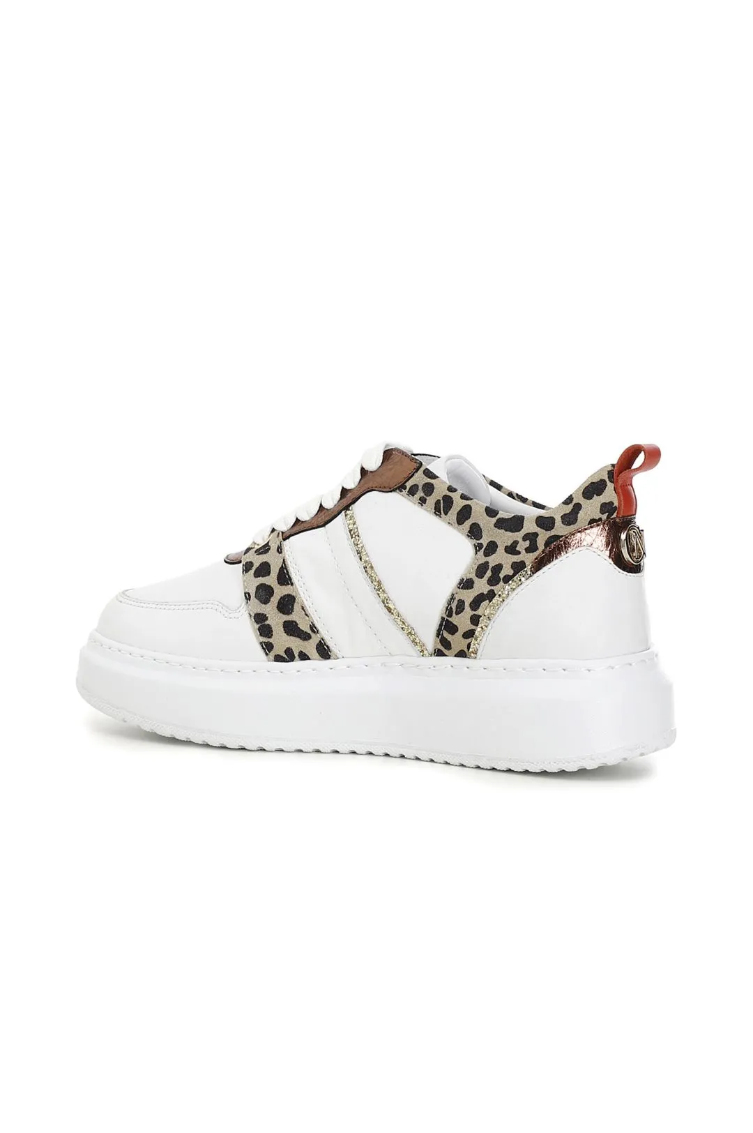 sneakers in pelle con riporti in stampa animalier