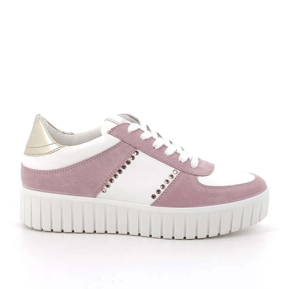 Sneakers in pelle da donna chiffon-bianco