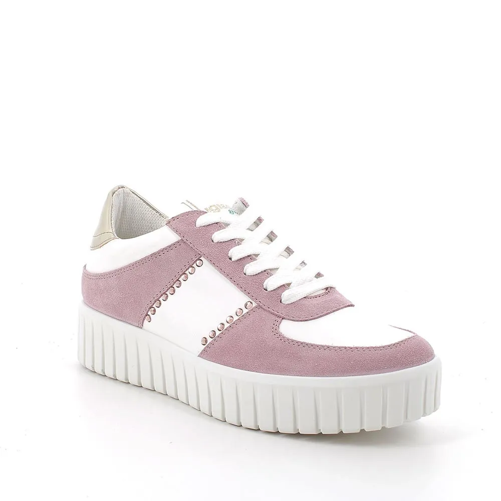 Sneakers in pelle da donna chiffon-bianco
