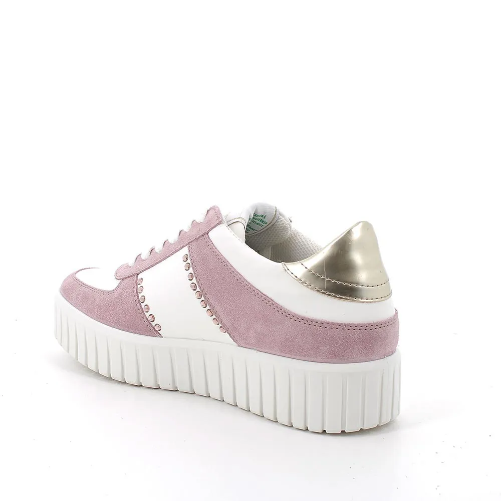 Sneakers in pelle da donna chiffon-bianco