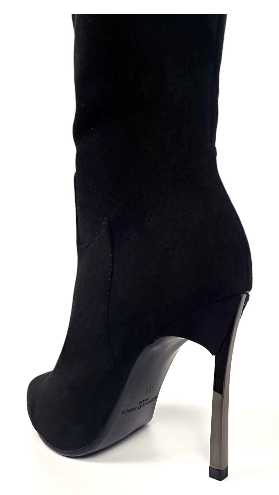 Stivale tacco nero scamosciato