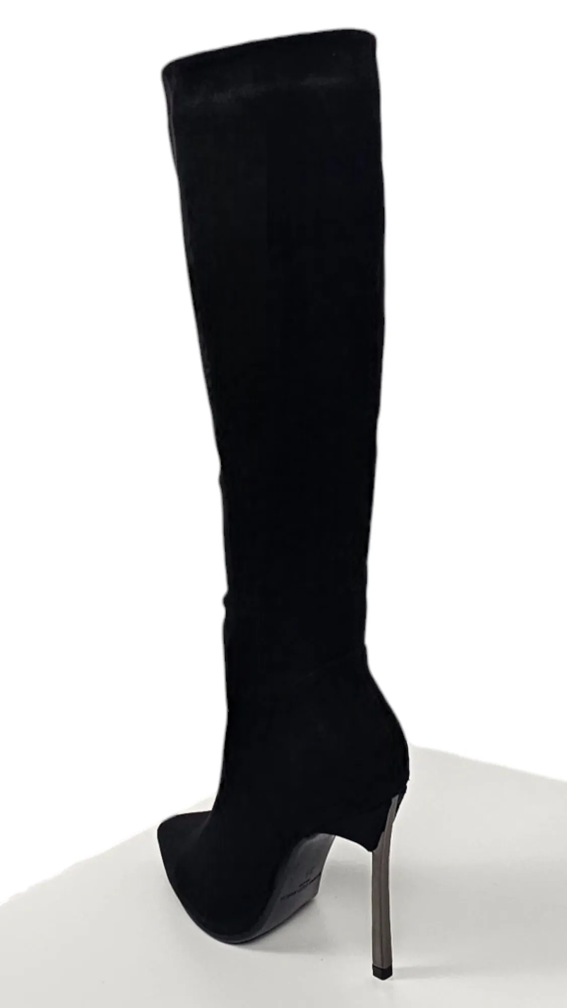 Stivale tacco nero scamosciato