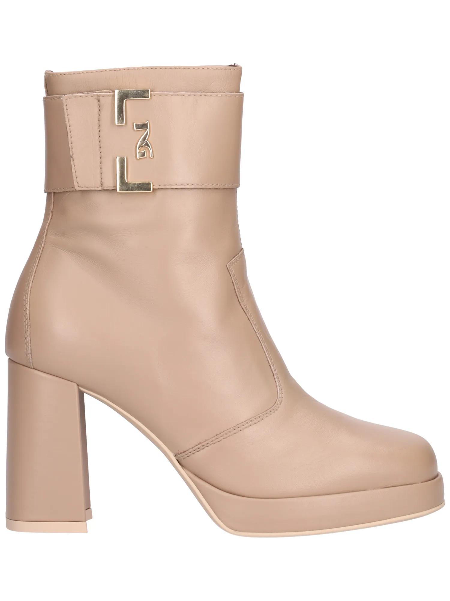 Stivaletto tacco largo Nero Giardini da donna beige