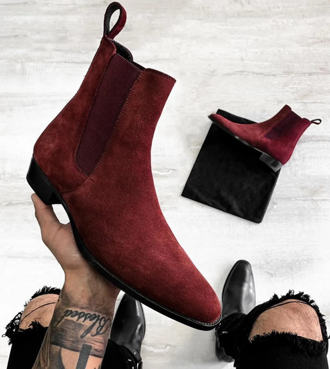 Stivali Chelsea in pelle rossa da uomo fatti a mano Stivali Chelsea rossi da uomo Vestito da uomo nuovo