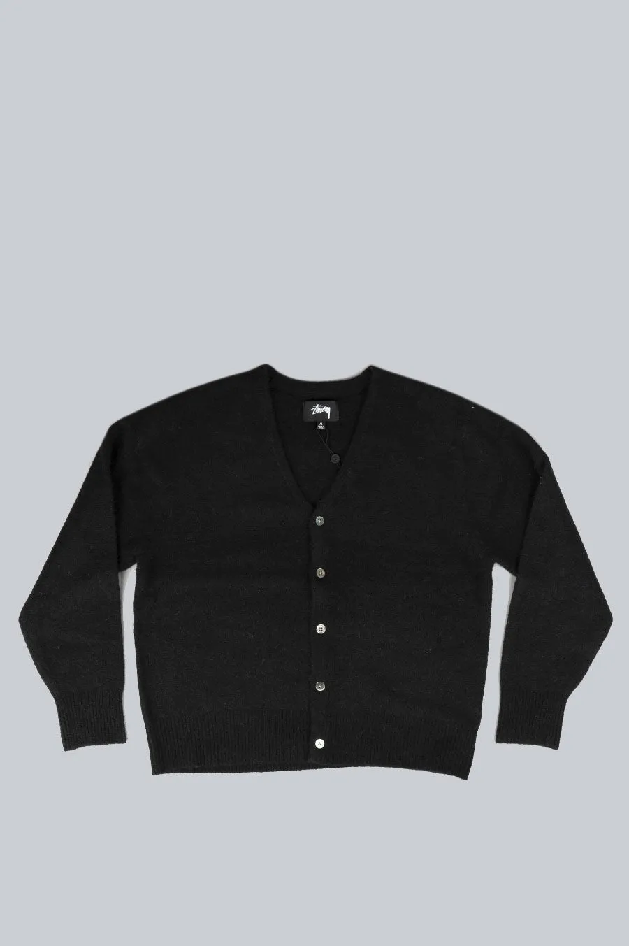 STUSSY BRUSHED CARDIGAN BLACK