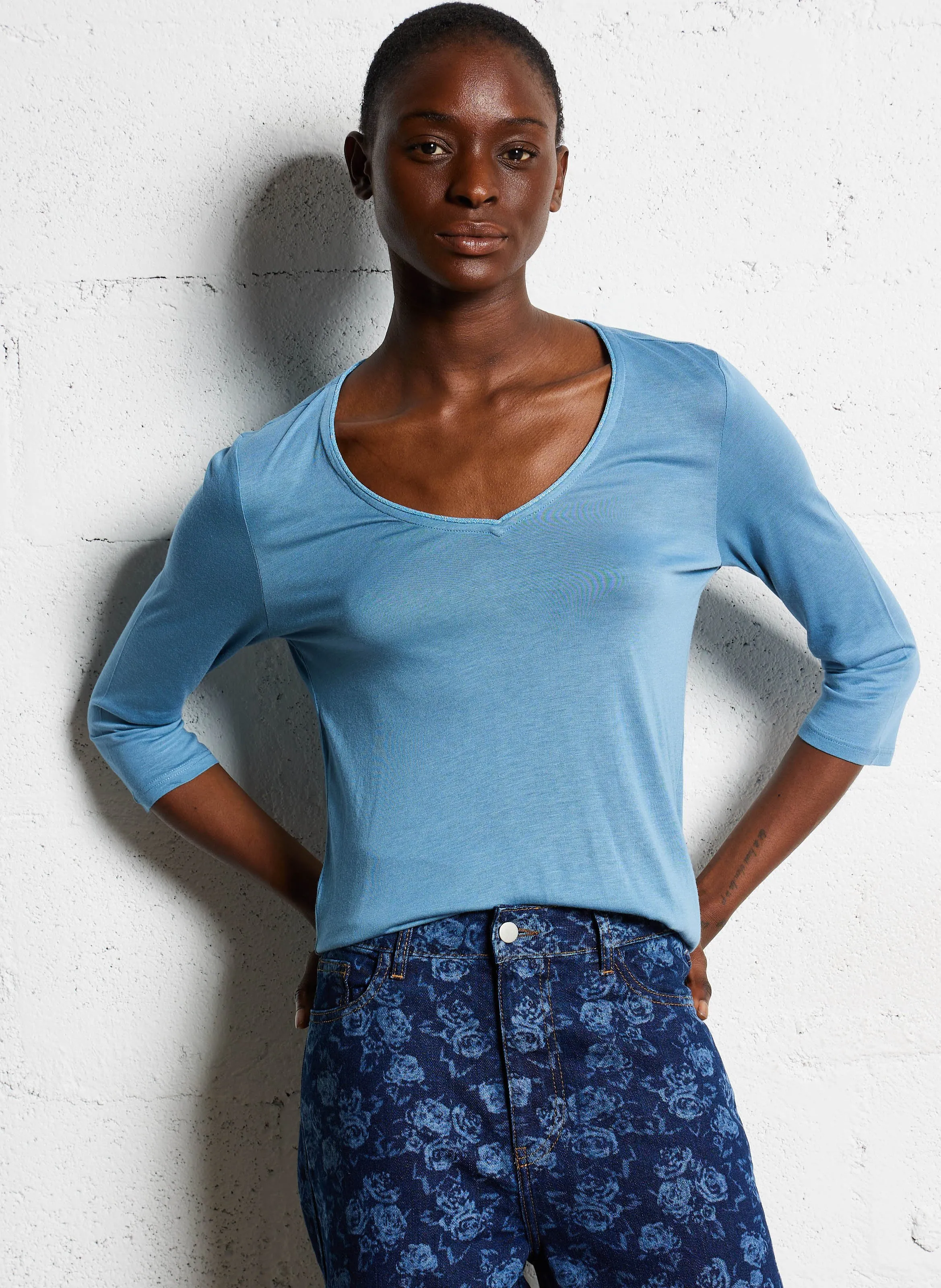  SUD EXPRESS   TASSIANE - Maglietta diritta maniche 3/4 | Blu