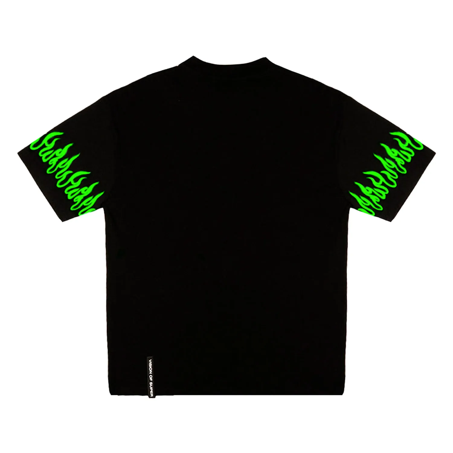 T-Shirt Nera Con Fiamme Verdi Jr E Teen