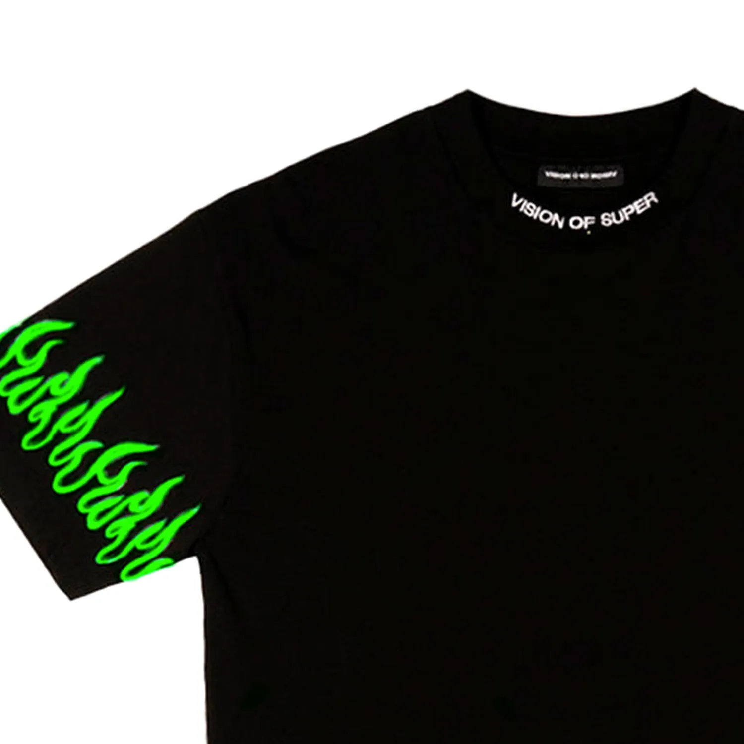T-Shirt Nera Con Fiamme Verdi Jr E Teen