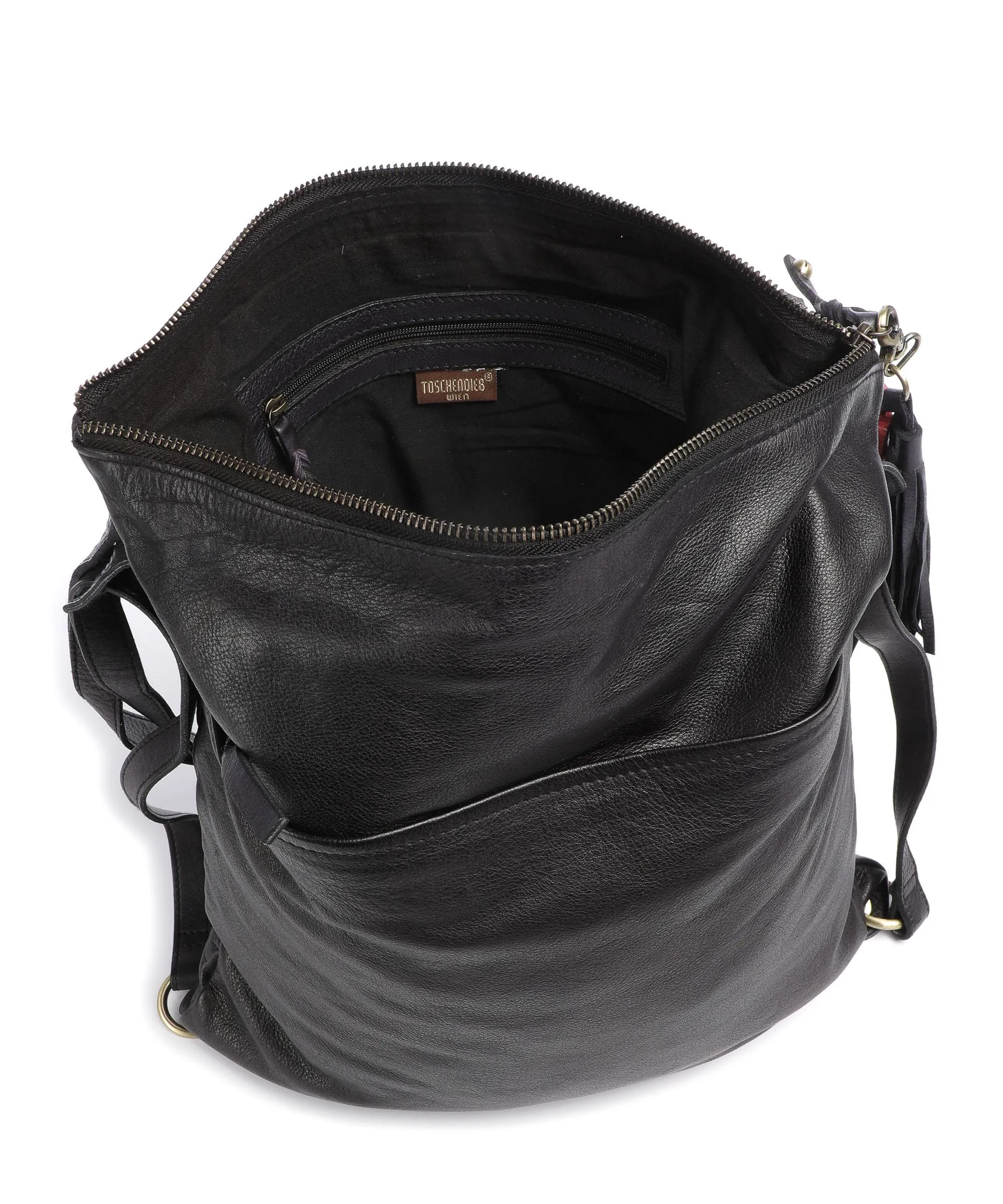 Taschendieb Wien Kohlmarkt 3 Borsa a zainetto pelle di vacchetta grana nero  