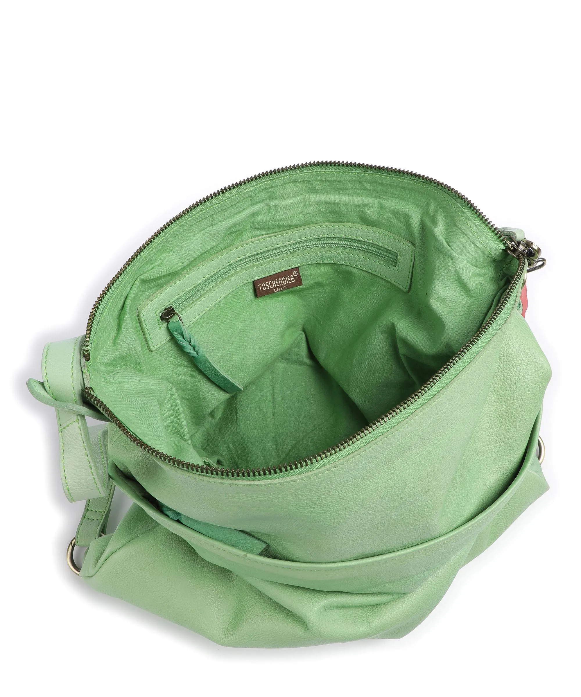  Taschendieb Wien Kohlmarkt 3 Borsa a zainetto pelle di vacchetta grana verde chiaro  
