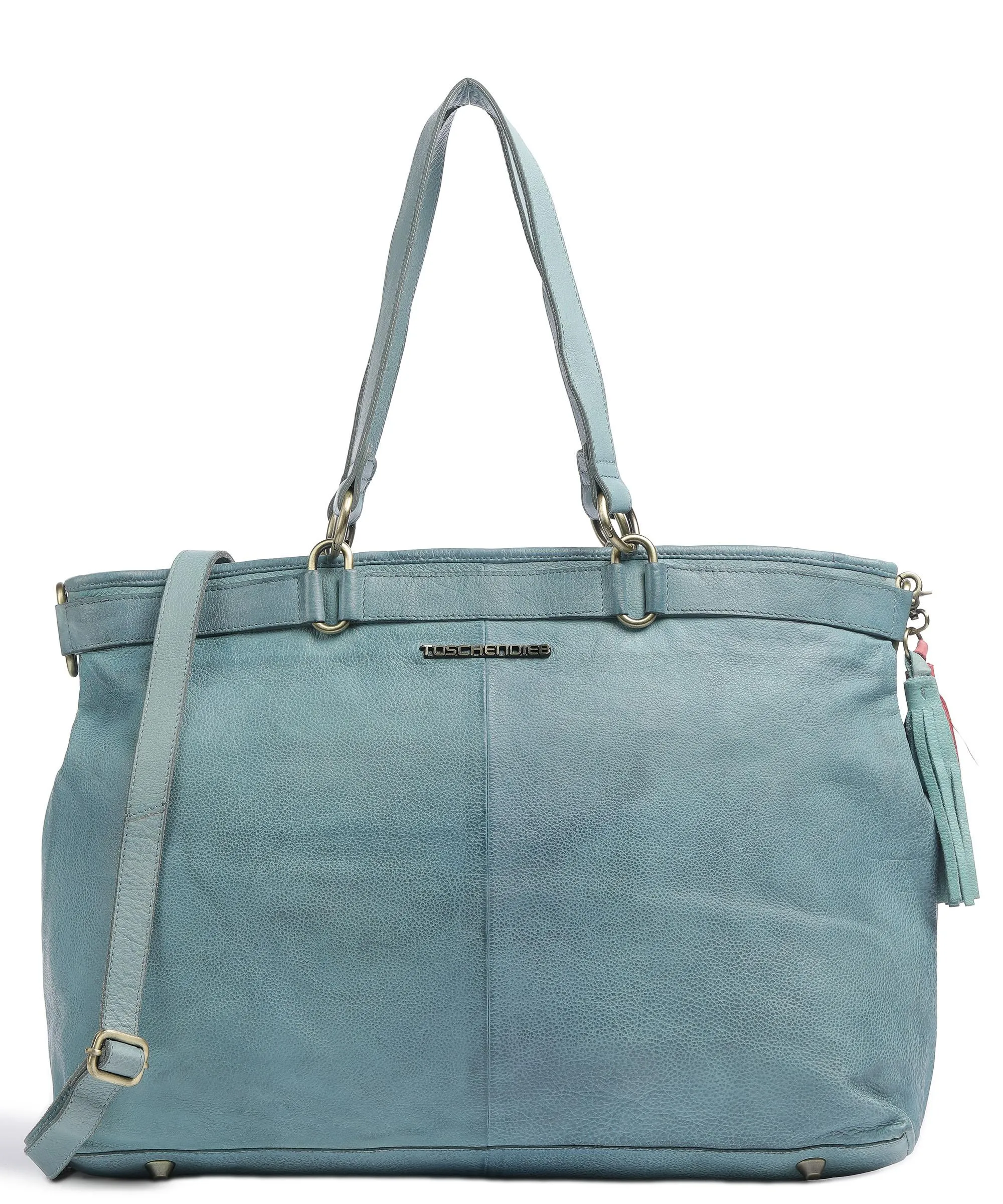  Taschendieb Wien Kohlmarkt 67 Borsa shopper pelle di vacchetta grana blu  