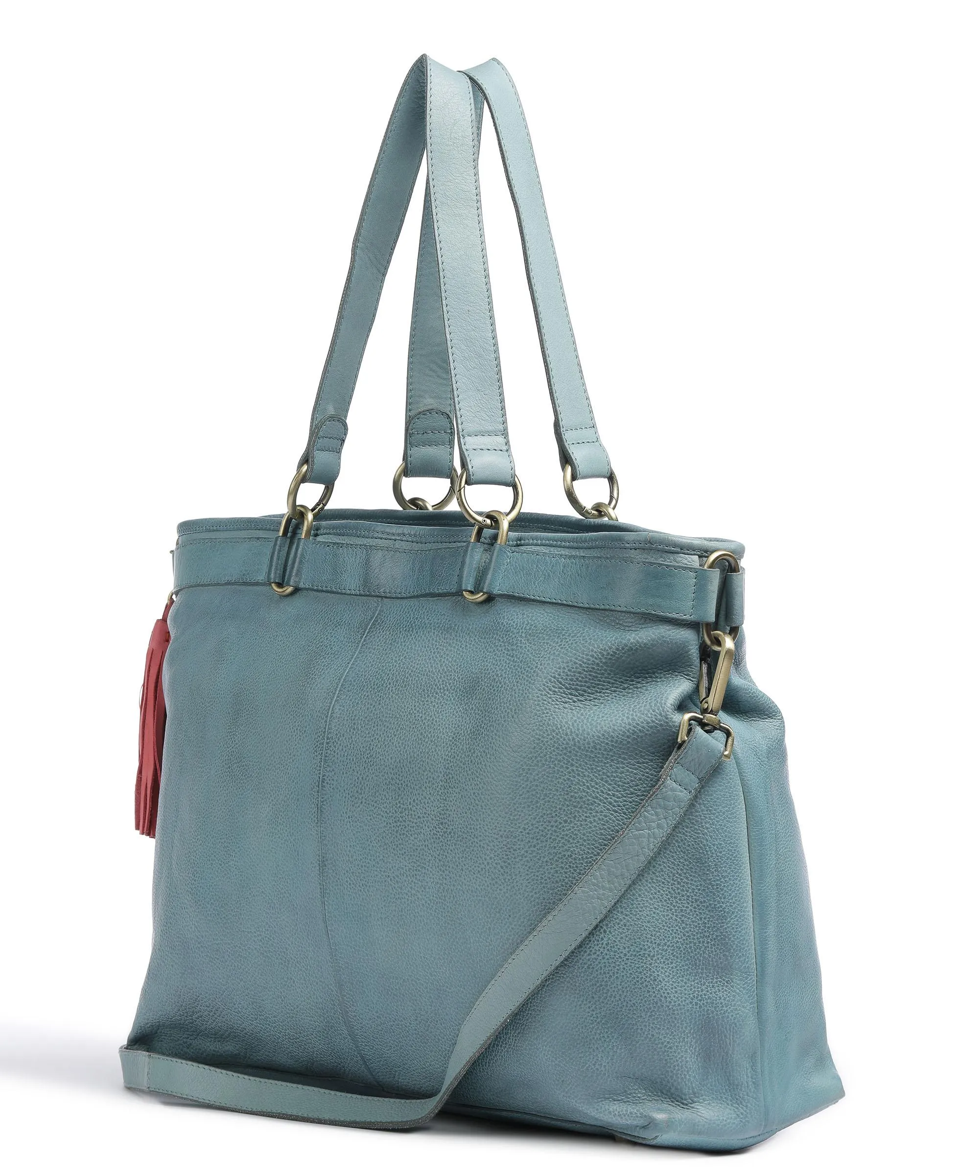  Taschendieb Wien Kohlmarkt 67 Borsa shopper pelle di vacchetta grana blu  