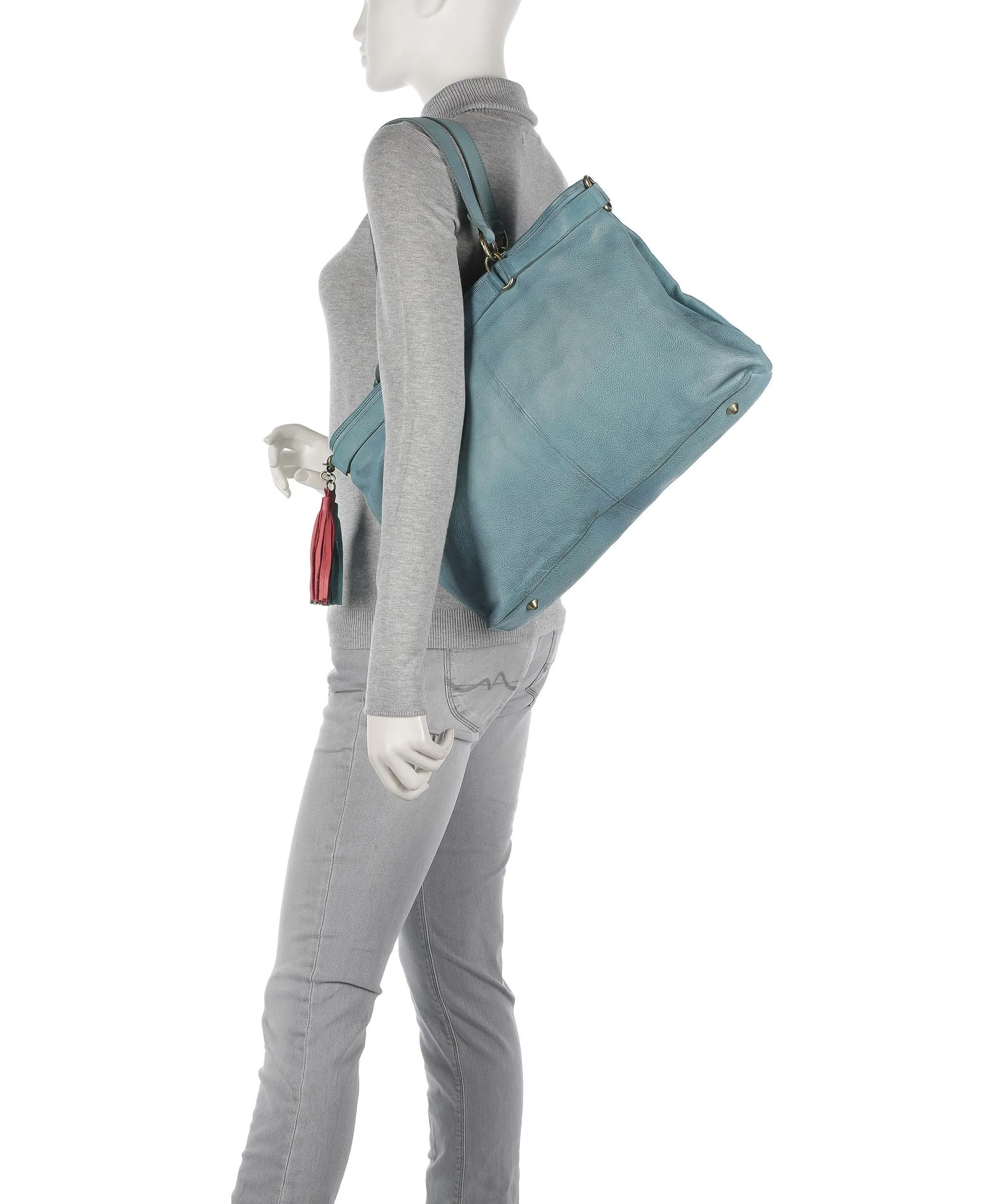 Taschendieb Wien Kohlmarkt 67 Borsa shopper pelle di vacchetta grana blu  