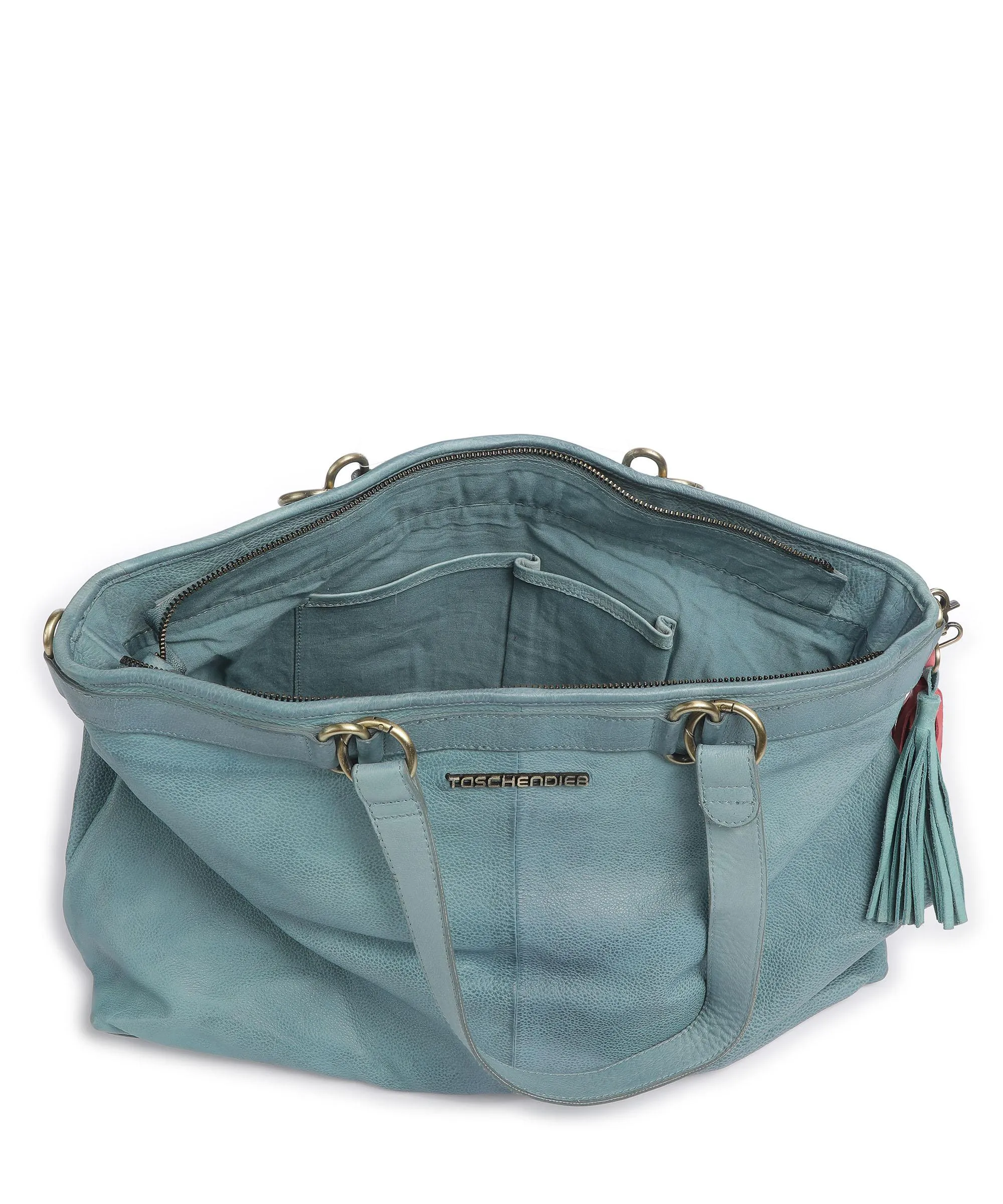  Taschendieb Wien Kohlmarkt 67 Borsa shopper pelle di vacchetta grana blu  