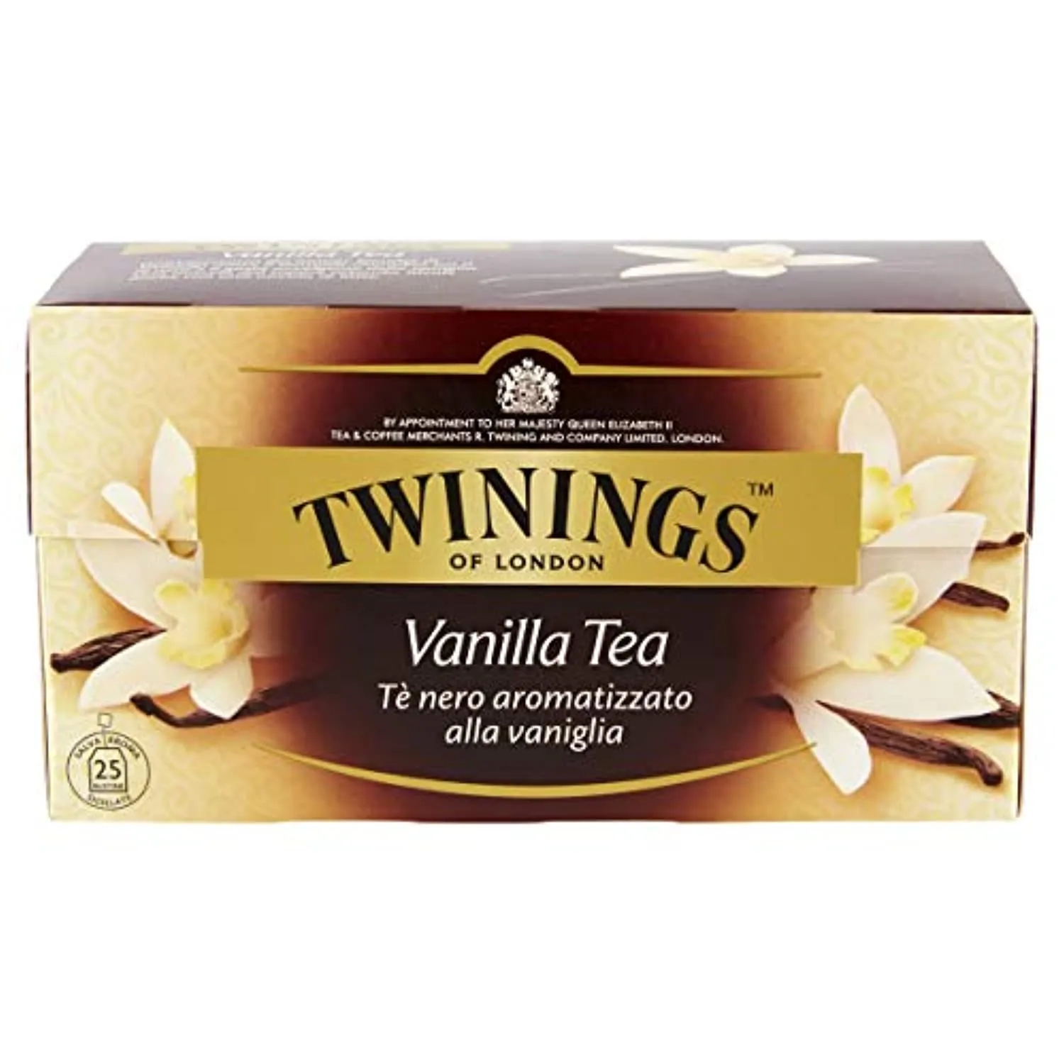 Twinings Filtri Tè Nero Gusto Sensuale della Vaniglia, 25 x 2g