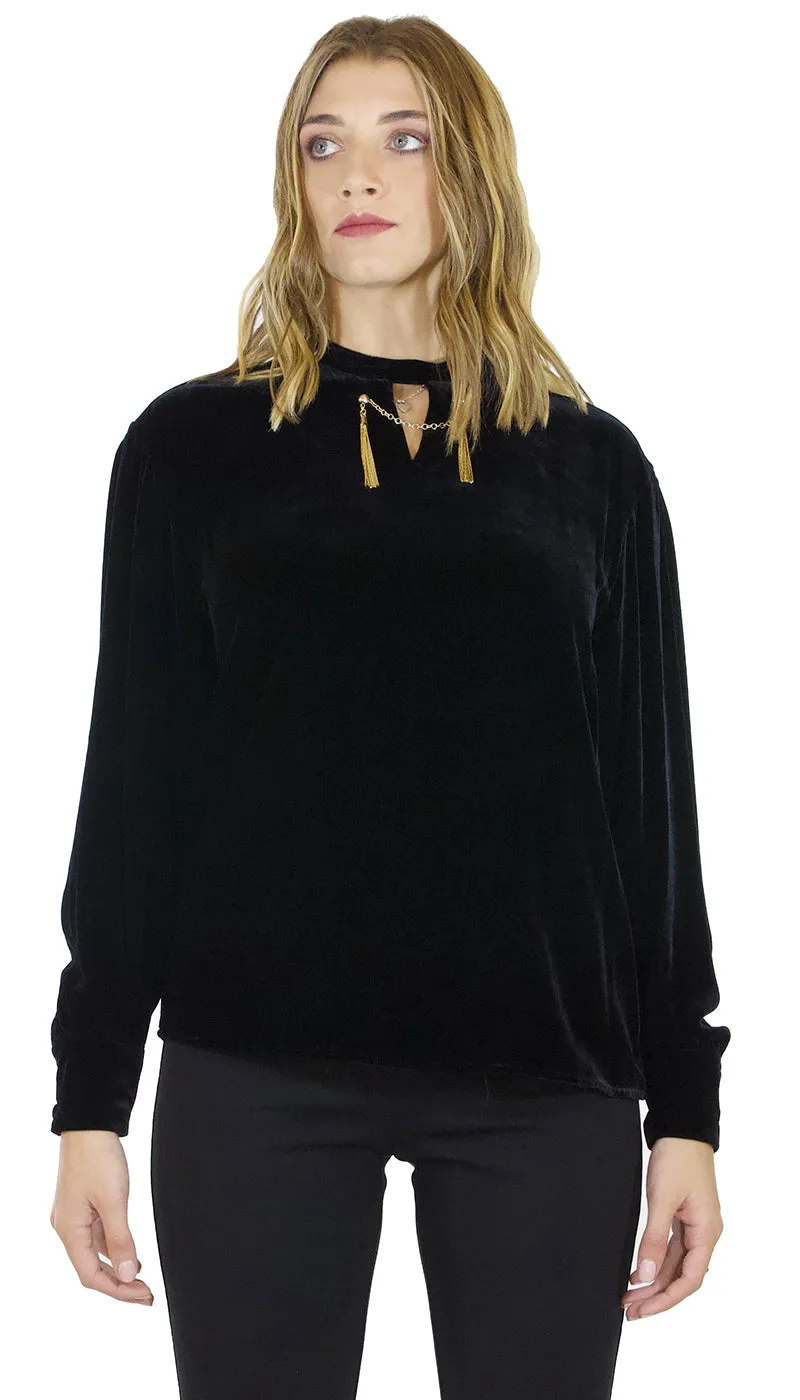 Twinset Milano Blusa nera effetto velluto