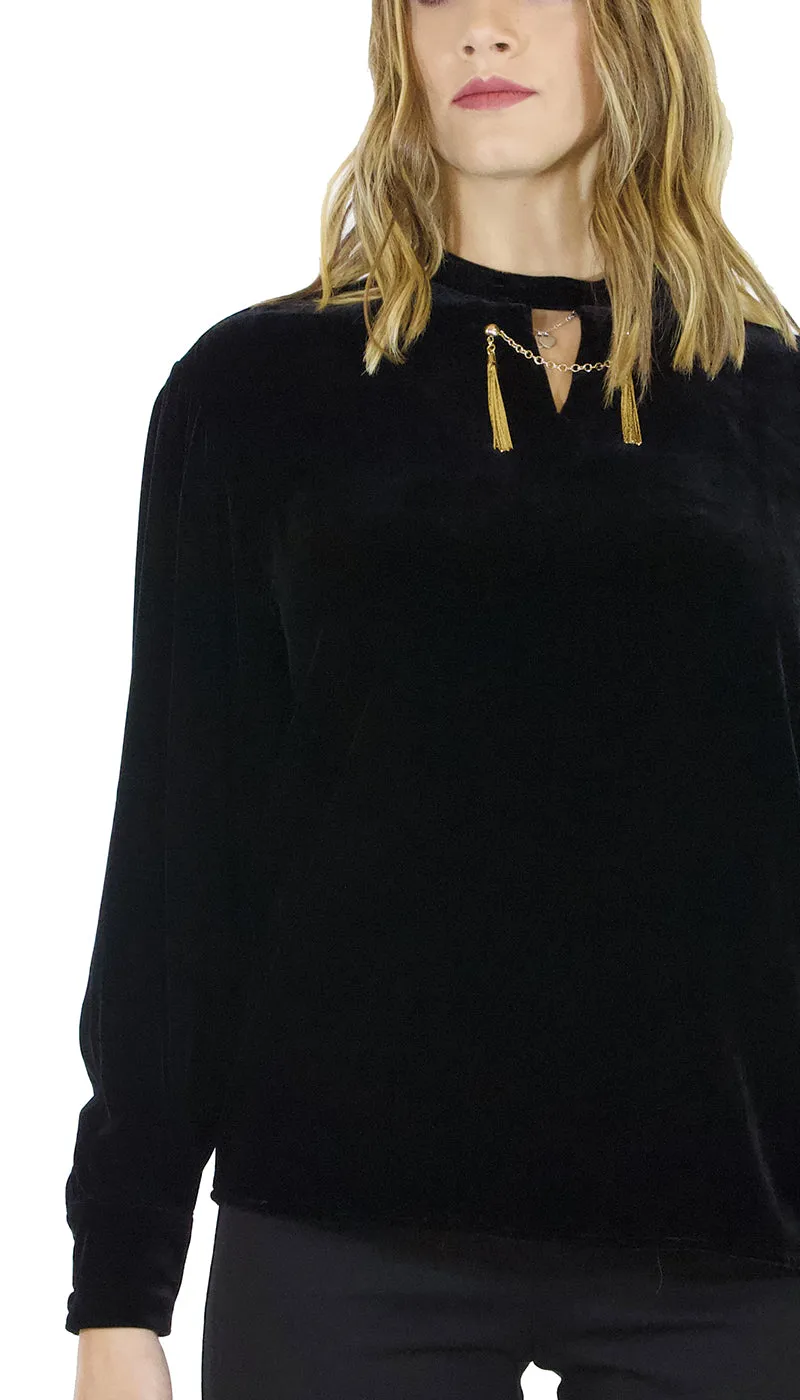 Twinset Milano Blusa nera effetto velluto
