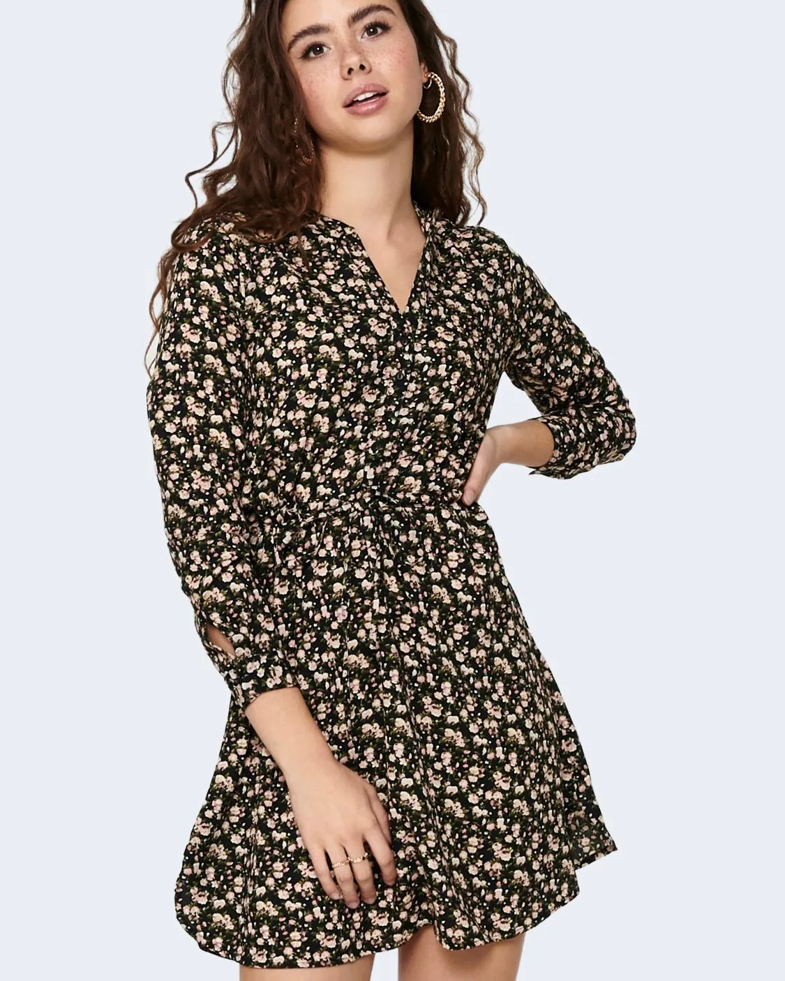 Vestito corto Only cory l/s v-neck tunic wvn noos Nero