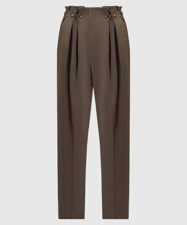Victoria Beckham Pantaloni di lana color kaki 1124WTR005121A