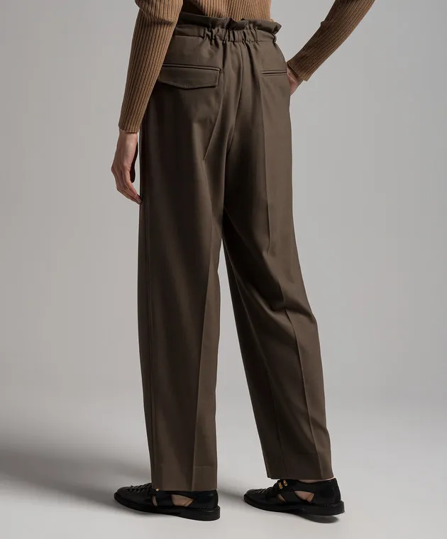 Victoria Beckham Pantaloni di lana color kaki 1124WTR005121A