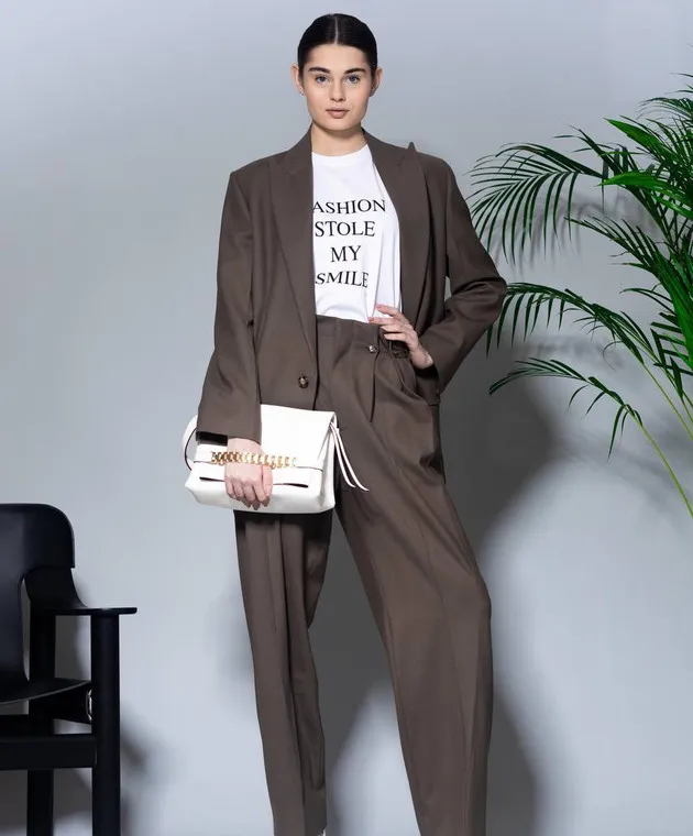 Victoria Beckham Pantaloni di lana color kaki 1124WTR005121A