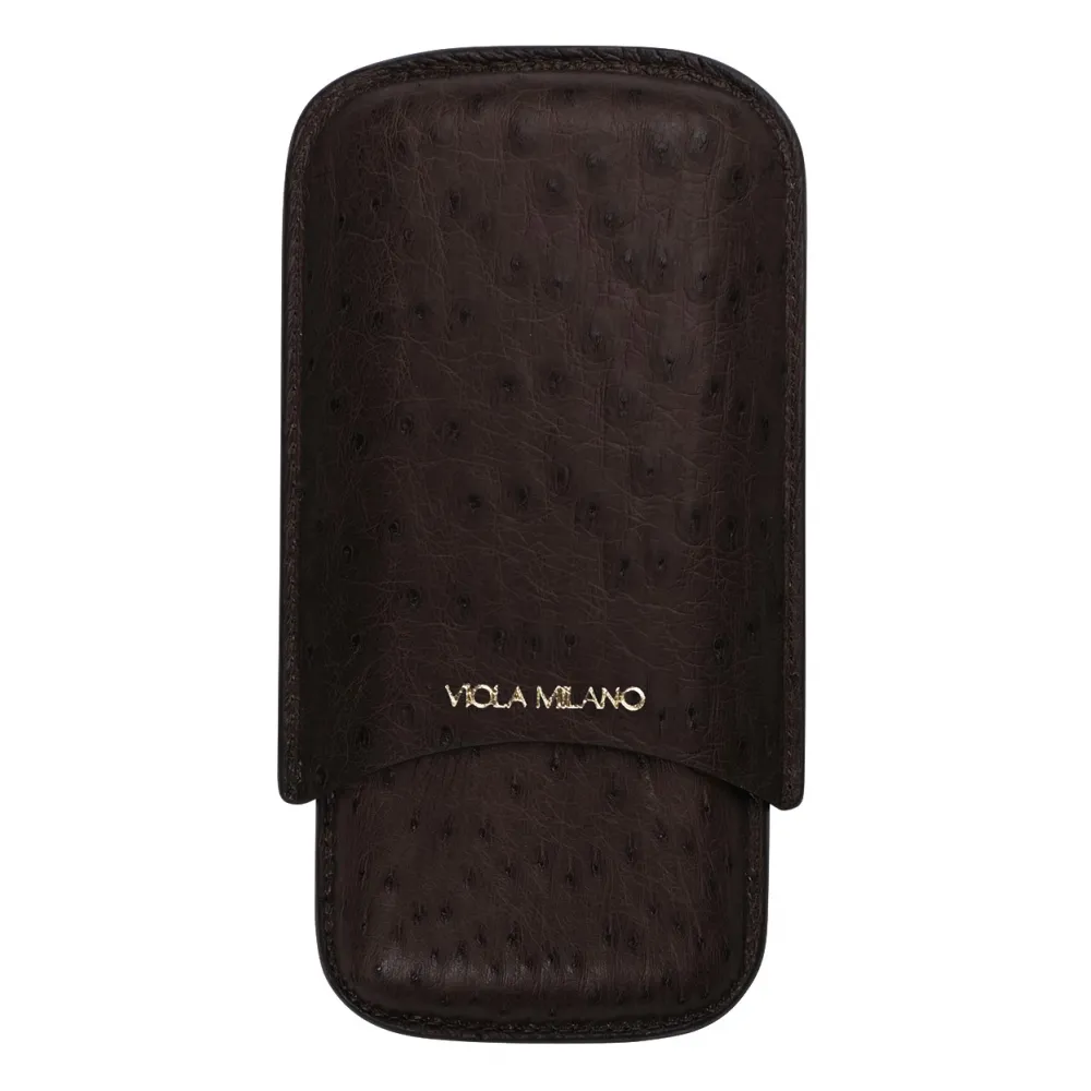 Viola Milano - Portasigari in Struzzo - Marrone - Handmade in Italy - Luxury Exclusive Collection