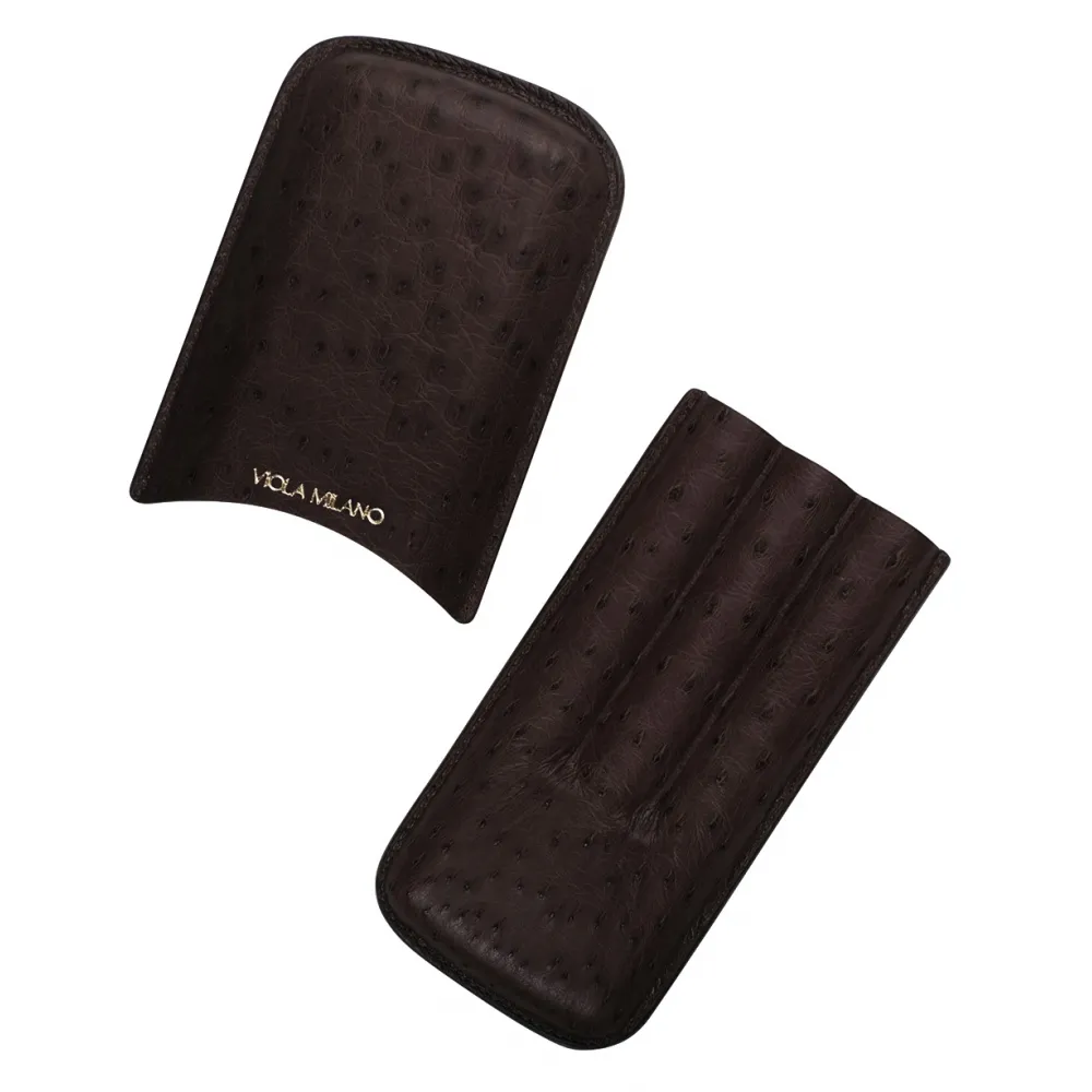 Viola Milano - Portasigari in Struzzo - Marrone - Handmade in Italy - Luxury Exclusive Collection