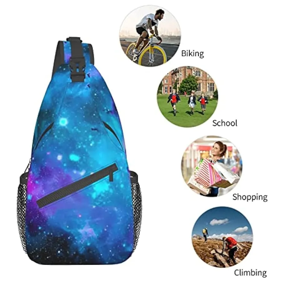 Viola Star Sky Stampato Croce Petto Borsa Diagonalmente Sling Bag Zaino A Tracolla Fanny Pack Per Uomini Donne, Nero , Taglia un