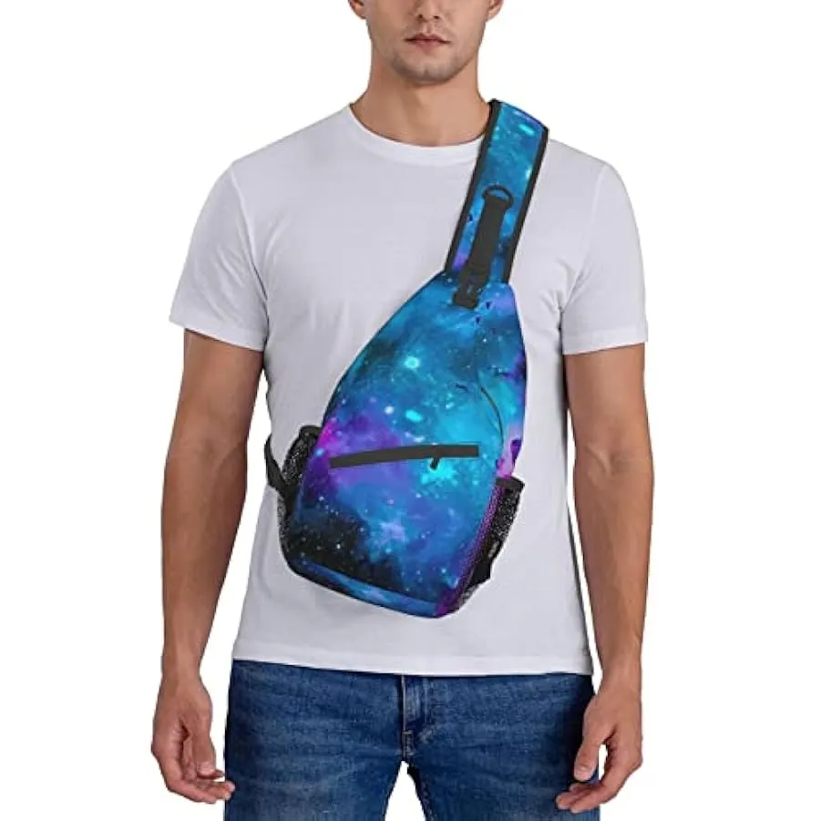 Viola Star Sky Stampato Croce Petto Borsa Diagonalmente Sling Bag Zaino A Tracolla Fanny Pack Per Uomini Donne, Nero , Taglia un
