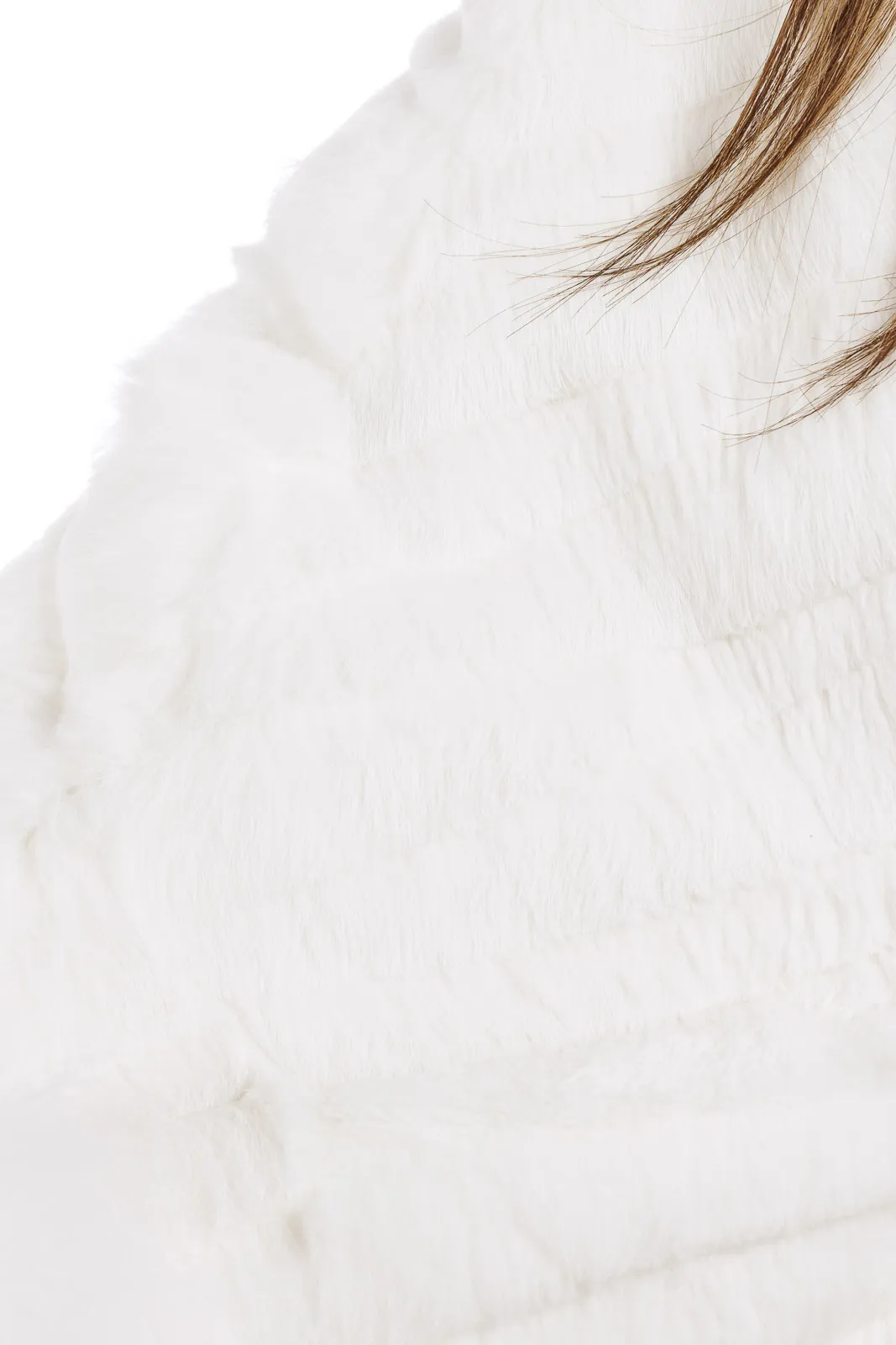 White Lapin cape with knotted leather belt
