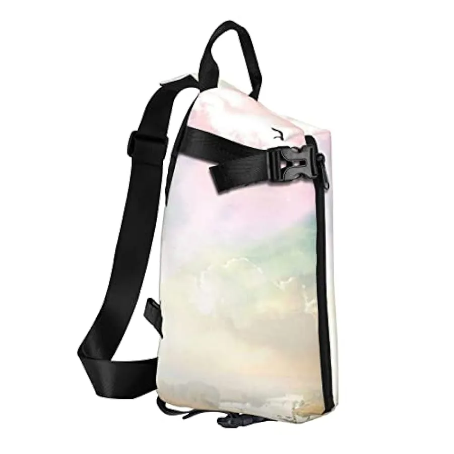 WOWBED Erba e uccelli volanti Borsa a tracolla stampata Zaino multiuso per viaggi escursionismo sport all’aria aperta, nero, Tag