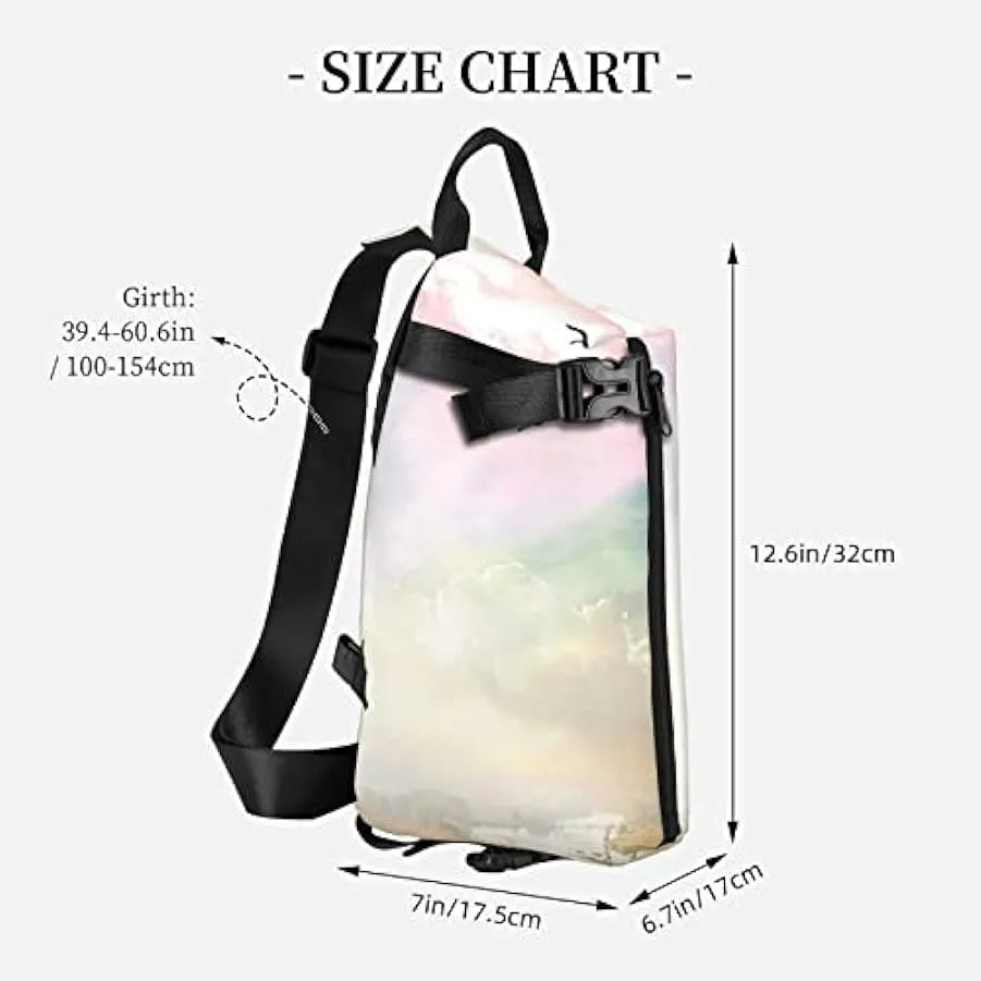 WOWBED Erba e uccelli volanti Borsa a tracolla stampata Zaino multiuso per viaggi escursionismo sport all’aria aperta, nero, Tag