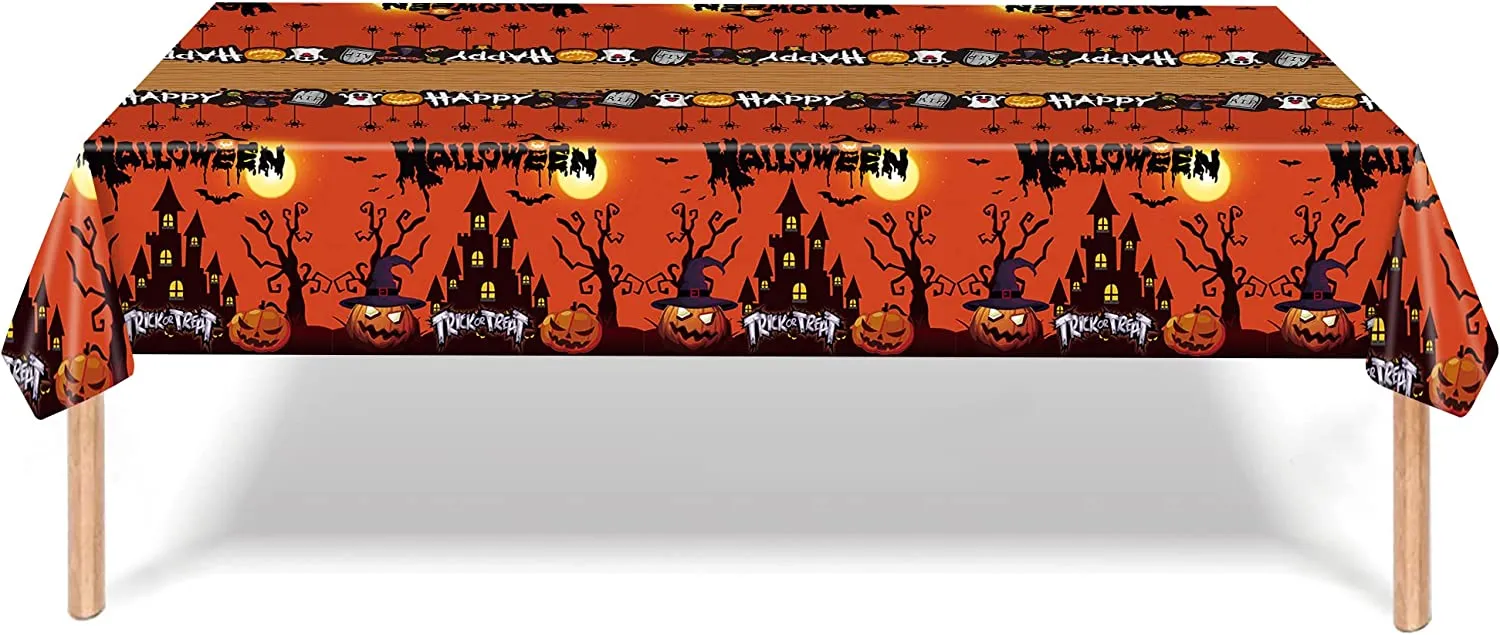 Wybtbm Tovaglie di Halloween, Festone Happy Halloween，Tovaglia Spaventoso Zucca per Halloween,Forniture per Feste di Halloween,S