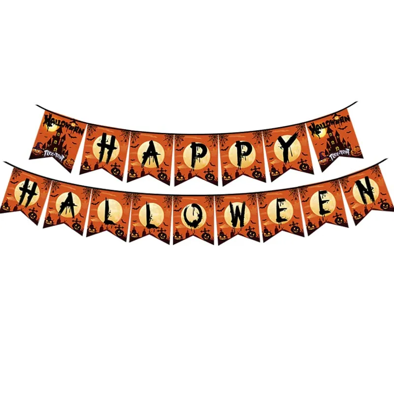 Wybtbm Tovaglie di Halloween, Festone Happy Halloween，Tovaglia Spaventoso Zucca per Halloween,Forniture per Feste di Halloween,S